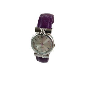 Beautiful Silver Face Womens Quartz Bling Purple Watch New Battery GEN131SL